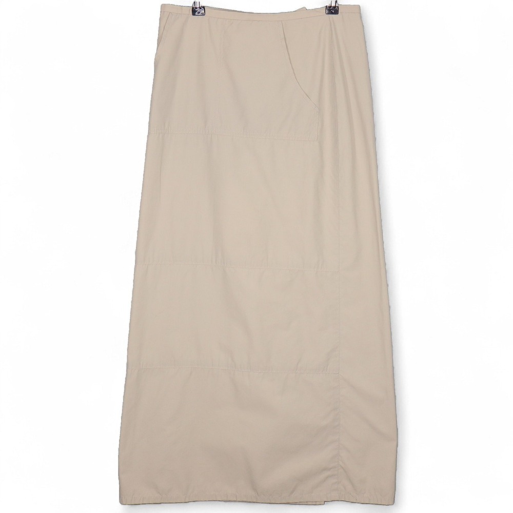 VTG Bebe Womens Maxi Skirt Size 4 Beige Lightweight A-Line Minimalist Modest